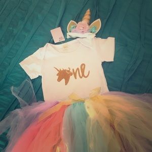 Unicorn first birthday outfit